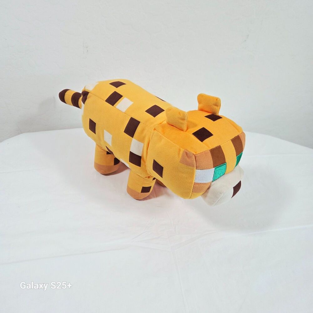 Mattel Minecraft Ocelot Plush 2022 Mojang Studios Yellow Spotted Cat